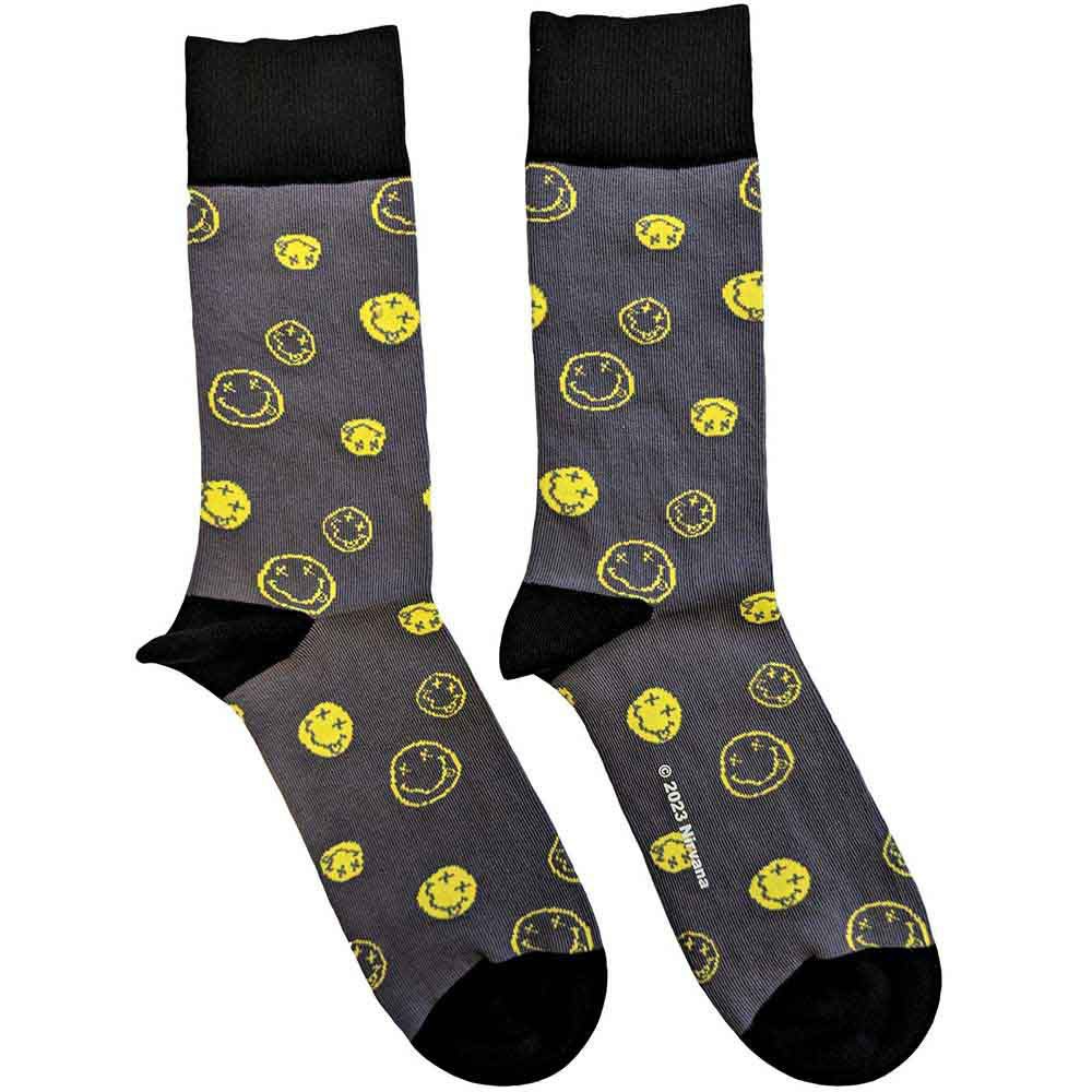 Nirvana - Mixed Happy Faces Enkelsokken - Grijs